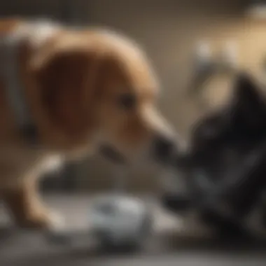 Veterinarian examining a dog fitted with CPAP equipment