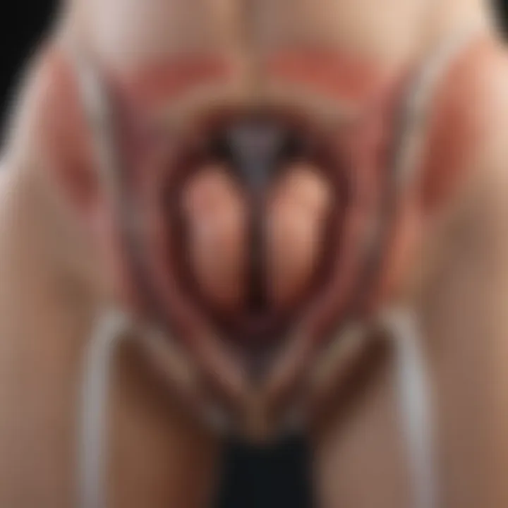 Illustration of pelvic floor anatomy highlighting key areas