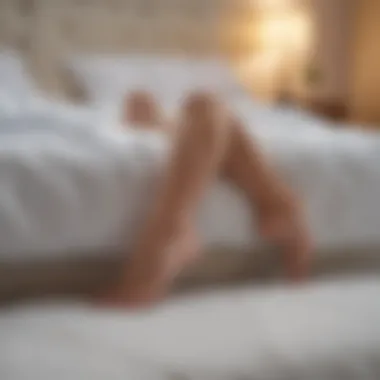 Stretching to Alleviate Morning Leg Cramps Illustration showing a person stretching legs in bed to relieve cramps