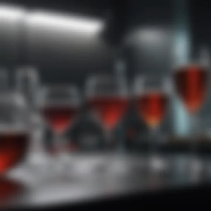 An array of Riedel glasses used in various scientific experiments