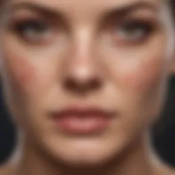 Close-up view of healthy skin versus infected skin showing signs of tenia pedis