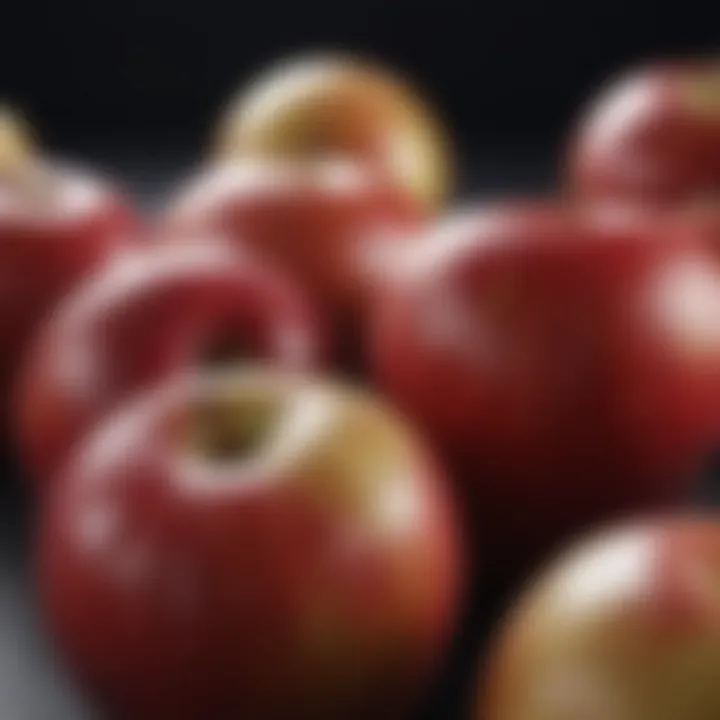 Close-up view of apples highlighting their natural substances