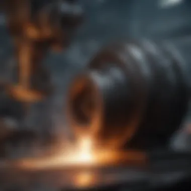 Close-up view of upset forging equipment demonstrating the machinery in action